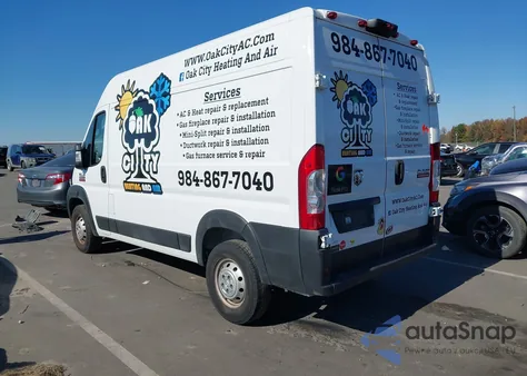 2019 Ram Promaster 2500 High Roof 136 Wb из США, поврежденный, VIN 3C6TRVCG0KE539194